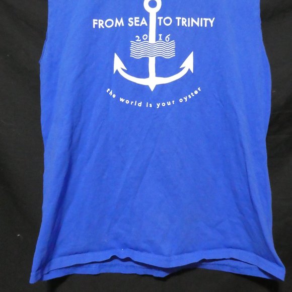 GILDAN Ultra Cotton, medium, blue sleeveless graphic tank top, GUC - Picture 7 of 12